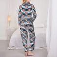 thumbnail image 6 of Wukai Popcorn On Blue Lines Print Women's Pajama Set - Soft Long Sleeve Sleepwear for Comfort and Style-Small, 6 of 9