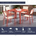 thumbnail image 2 of ModFurniture Luna 5-Piece Modern Outdoor Patio Furniture Dining Set with All-Weather Aluminum Frames, 4 Sling Dining Chairs and 41" Square Slat Table - LUNADN5PCSL-CR, 2 of 8