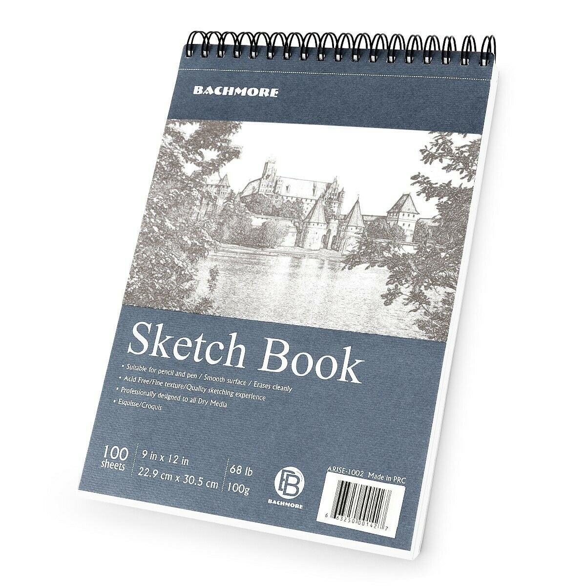 Bachmore Sketchpad 9X12 Inch (57lb/85g), 100 Sheets of Spiral Bound Sketch  Book