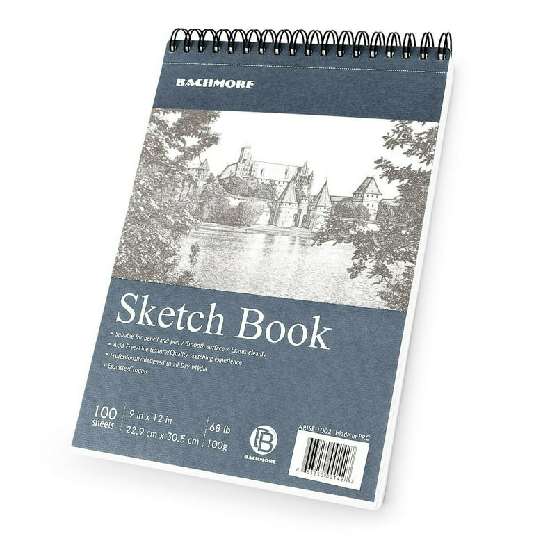Bachmore Sketchpad 9X12 inch (68lb/100g), 100 Sheets of TOP Spiral Bound Sketch  Book for Artist Pro & Amateurs