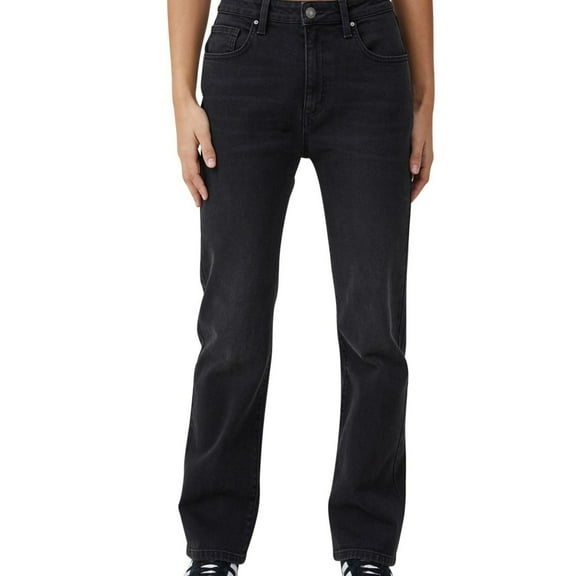 Cotton On Womens Solid Straight Leg Jeans, Black, 10