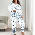 thumbnail image 7 of Lovzfmll Pajama Set for Women, Plus Size Valentine's All-Over Print Set, Long Sleeve Top and Pants, Comfortable Home Loungewear Navy, 4XL, 7 of 7