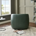 thumbnail image 2 of 34" Wide Swivel Faux Leather Armchair No Assembly Upholstered PU Leather Swivel Accent Chairs with Toss Pillow for Living Room Office Lounge (Green, Single), 2 of 13