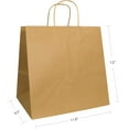 thumbnail image 3 of PTP BAGS Natural 11.8" x 9.5" x 12" Tote Bags [Pack of 250] Recyclable Kraft Paper Gift, Food Service Bags, 3 of 5