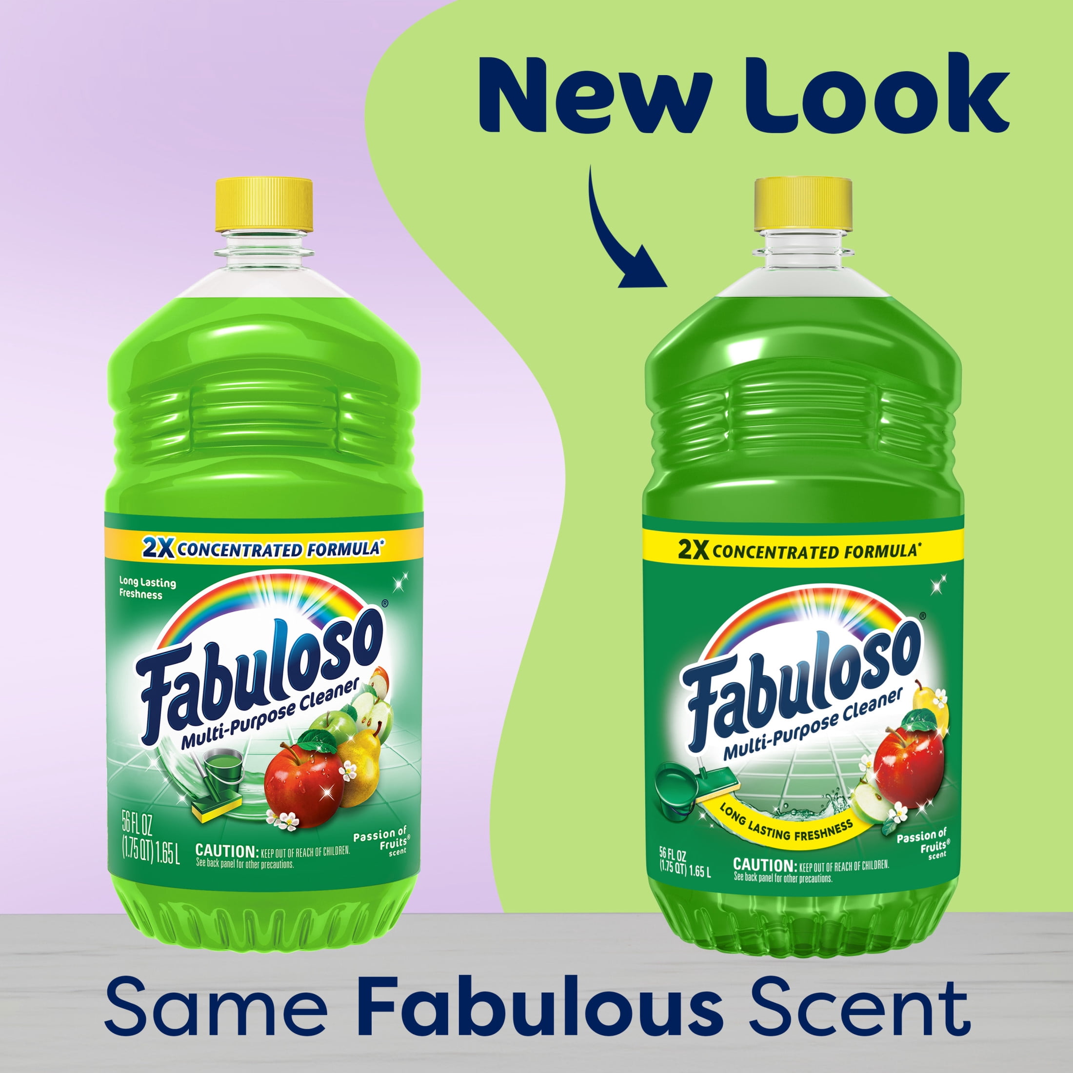 (2 pack) Fabuloso 2X Multi-Purpose Cleaner, No Rinse Floor Cleaner, Passion of Fruits Scent, 56 fl oz