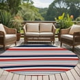 thumbnail image 5 of Red Navy Blue Striped 8' Round Area Rug, Farmhouse Stripes Modern Abstract Art Washable Non-Slip Large Circle Rugs for Living Room Bedroom, Soft Low Pile Rug Carpet for Dining Room Kitchen Farmhouse, 5 of 9