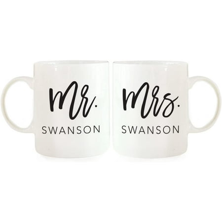 

CTDream Personalized Name 11oz. Ceramic Coffee Mugs Valentine s Day Wedding Anniversary Couples Gift Set Mr. Mrs. 2-Pack Custom Long Distance Gift Ideas