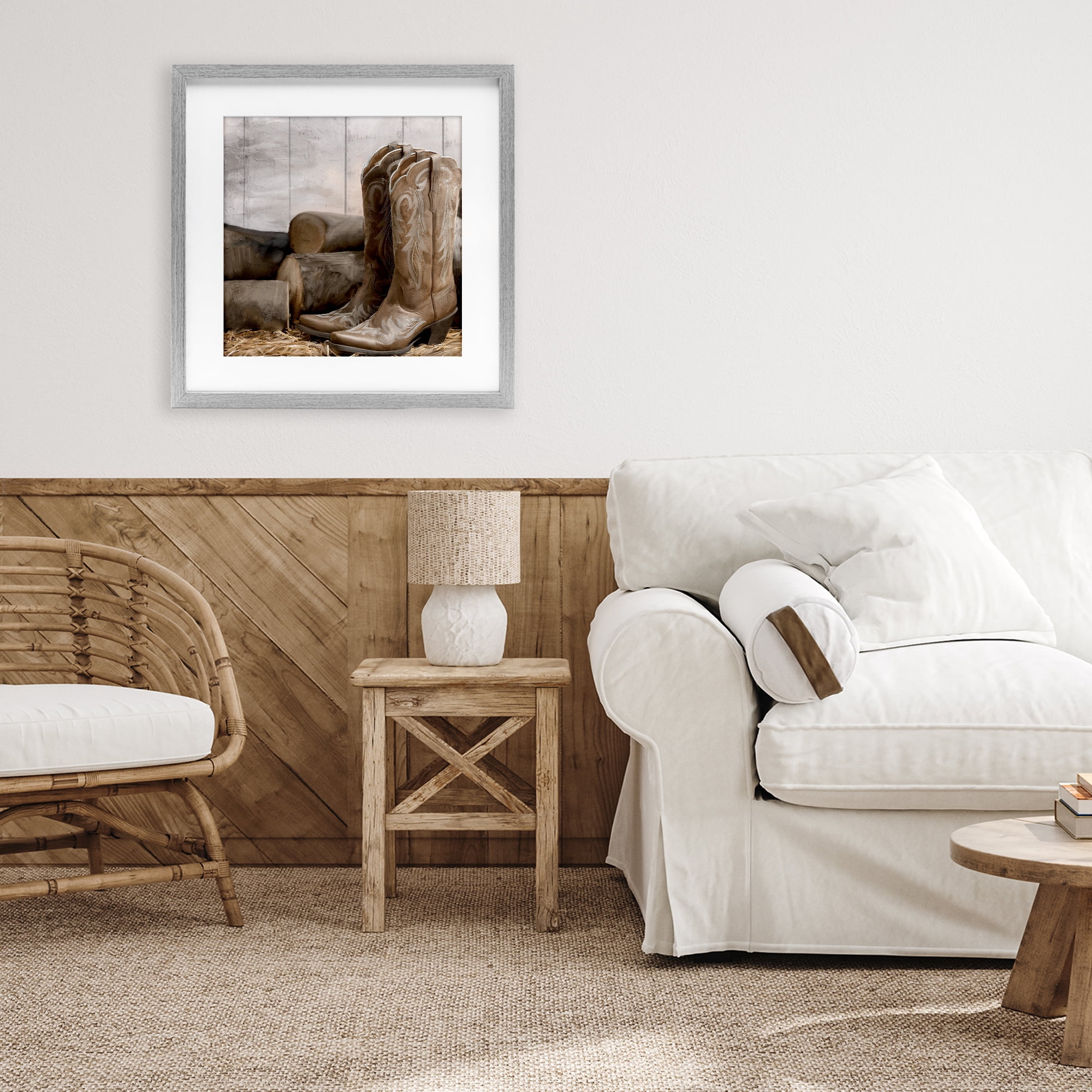Stupell Industries Kick Off Your Boots Gray Framed Print Under Glass, design by Kim Allen