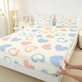 thumbnail image 4 of Feelyou Kawaii Love Heart Twin Sheet Sets, Fashion Graffiti Cartoon Twin Fitted Sheet, Teens Kids Girls Women Flat Sheet, Microfiber Bedroom Decor, 3-Piece, 4 of 8