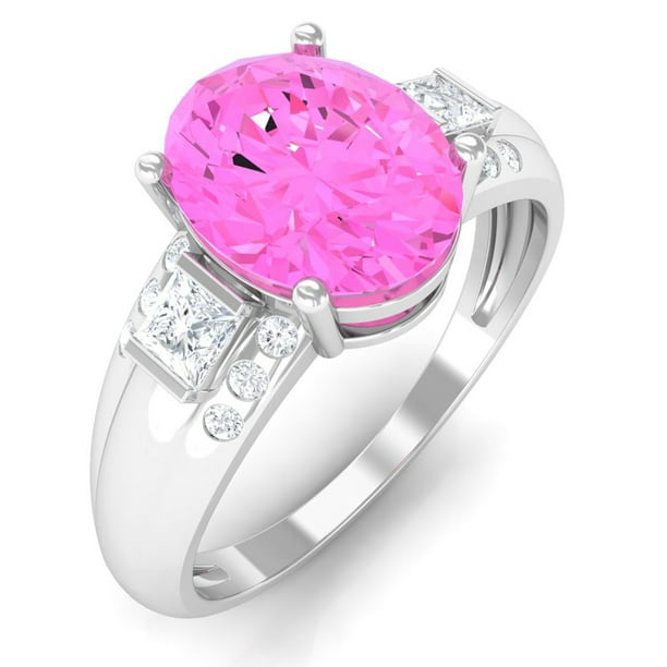 Pink outlets Sapphire Solitaire 925 Sterling Silver Ring