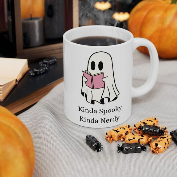 11oz Book Lover Halloween Mug, Cute Spooky Coffee Cup, Witchy Fall Drinkware, Ghost Mug, Cozy Autumn Tea Cup, Spooky Coffee Mug, Halloween Gift Idea
