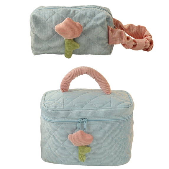 Makeup Bag 2 Pcs for Travel Cosmetic Bag Make Up Brush Organizer Portable Toiletry Bag for Women and Girls