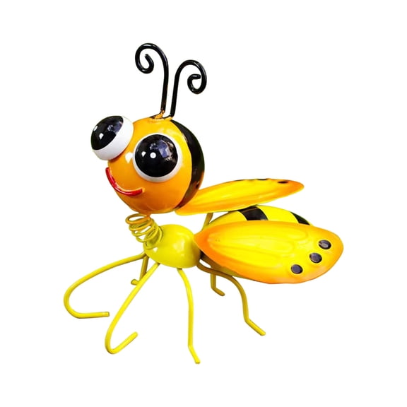 SLYNSHome Metal Bee Outdoor Wall Art Decor,Cute Bee Figurines Decor Outdoor Wall Decors,Yellow Bee Statue Fence Yard Art Home Decorations