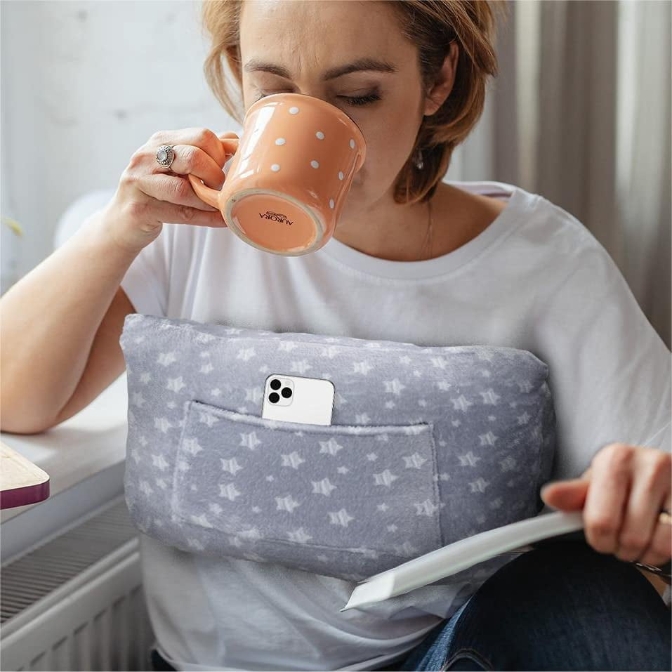 Mastectomy Pillow - Post Surgery Pillow for Breast Cancer, Recovery Breast Pillow for After Heart Surgery, Breast Reduction & Augmentation, Soft Lightweight Heart Pillow with Pockets, Grey Stars