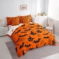 thumbnail image 4 of Manfei Pumpkin Witch Hat Twin Bedding Sets 7-Piece for Child, Orange Black Bat Bedding Comforter Set, Halloween Spider Web Reversible Sheet Sets, Microfiber Bedroom Decor, 4 of 8