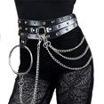 thumbnail image 3 of Cinturón de cintura punk, cadena de cuero negro, cadenas para el vientre, accesorios góticos para el cuerpo en capas para mujeres y niñas JM, 3 of 6