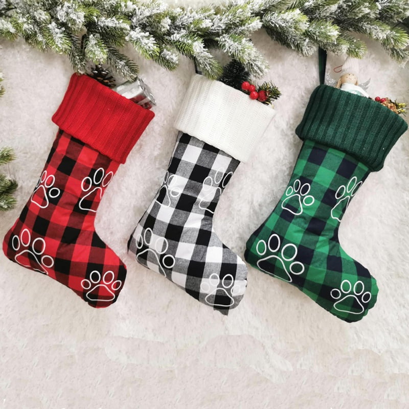 Decorations for Family Holiday Christmas Decorations Stockings Nicemeet 1PC Pet Paw Design Christmas Stocking Gift Bag