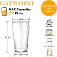 thumbnail image 2 of Juego de 2 vasos de cerveza de 20 onzas, fáciles de apilar y sin plomo, vasos clásicos de pinta británica, vasos grandes de cerveza para IPA, Pilsner, vasos de vidrio alto transparente, 2 of 9