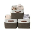 thumbnail image 1 of DECOMOMO Grand Panier de Rangement Bacs de Rangement en Tissu, Ensemble de 3, Brun et Blanc, 1 of 5