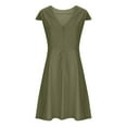 thumbnail image 6 of Jinhomg Women Summer Dresses 2025 Casual Solid Backless Zipper Vacation Dress Plus Size Comfy Cotton Linen Boat Neck Cap Sleeve Midi Dress Army Green L, 6 of 8