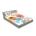 thumbnail image 2 of Ambesonne Colorful Fitted Sheet & Pillow Sham Set, Hawaiian Beach Party, Queen, Multicolor, 2 of 2