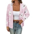 thumbnail image 2 of Cardigans for Women Floral Pattern Button Knit Winter Loose Casual Long Sleeve Knit Cardigan Jacket,Cardigans for Women Pink, 2 of 6