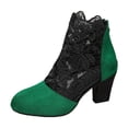 thumbnail image 5 of Womens Dress Boots Sexy Retro Lace Suede Patchwork Chunky High Heels Ankle Booties Fall Short Boots for Lady, 5 of 6