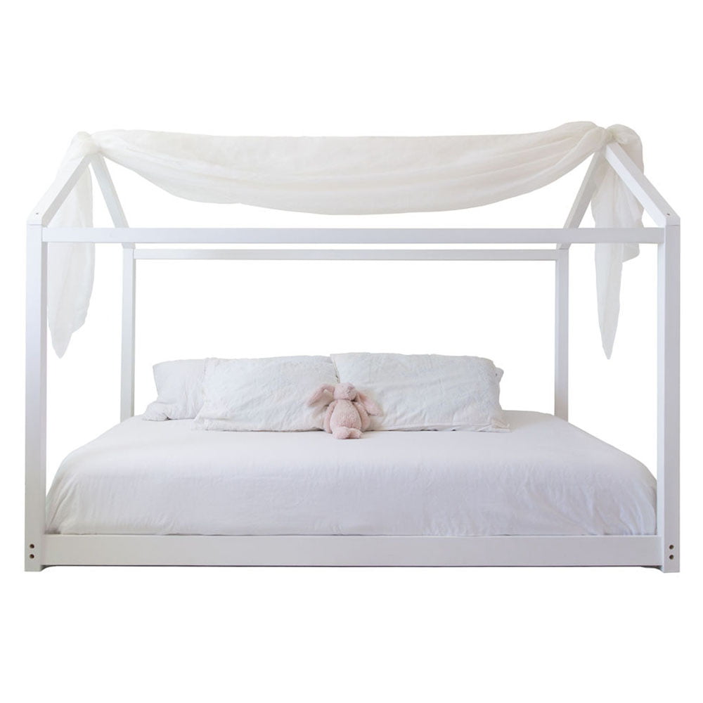 Mindful Living High Quality Wooden Twin Sized House Bed Frame and Canopy White for sale online