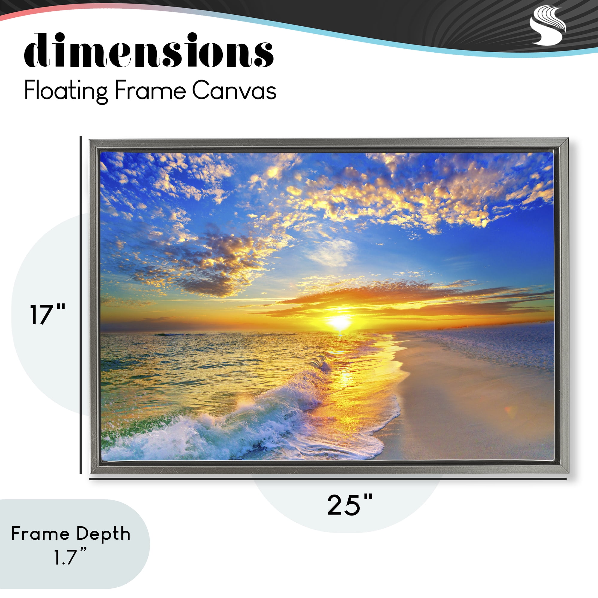 Stupell Industries Golden Sunset Beach Blue Sky Gray Framed Floater Canvas Wall Art, design by Eszra Tanner