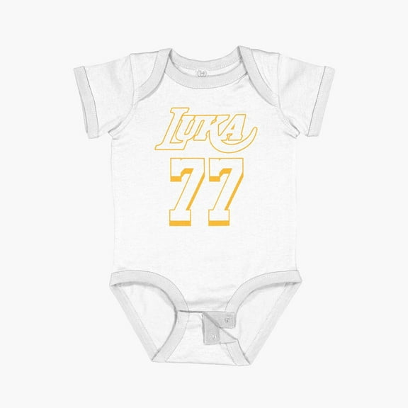 Bella Canvas Luka Doncic 77 Los Angeles Black Jersey Short Sleeve Baby One-Piece Newborn Gender Neutral Outfit, Baby Boy Or Girl Bodysuit, Birrthday Gifts