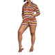 thumbnail image 1 of Txlixc Mono corto de punto para mujer, mono de verano a rayas con cuello vuelto de manga corta con bolsillos Txlixc Moda, 1 of 7