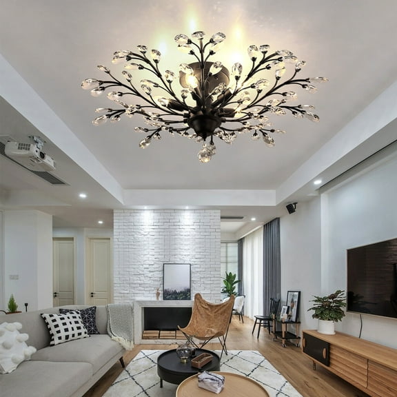 SHZICMY 5-Lights Crystal Chandelier Light Branches Ceiling Pendant Lamp Vintage Fixture