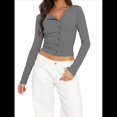 thumbnail image 1 of Suéter Corto de Punto con Botones y Larga Y2K para Mujer, Abierto Al Frente, Cárdigan de Punto, Cuello en V, Otoño Gris Oscuro XL, 1 of 7