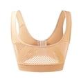 thumbnail image 5 of Bras for Women,Casual Hollow Out Button Front Sport Bra Top Breathable Comfort Wirefree Support,Sports Bras for Women,Beige,6XL, 5 of 9