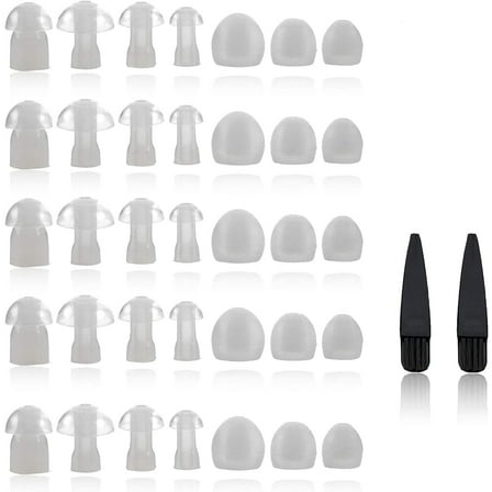 39-Piece Hearing Aid Tips with Cleaning Brushes, 7 Sizes, Universal Fit
