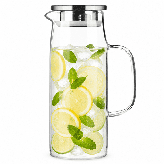 Baalaka Glass Water Pitcher with Lid, 50 oz Fridge Pitcher for Hot and Cold Drinks, Iced Tea, Juice, Lemonade and Milk