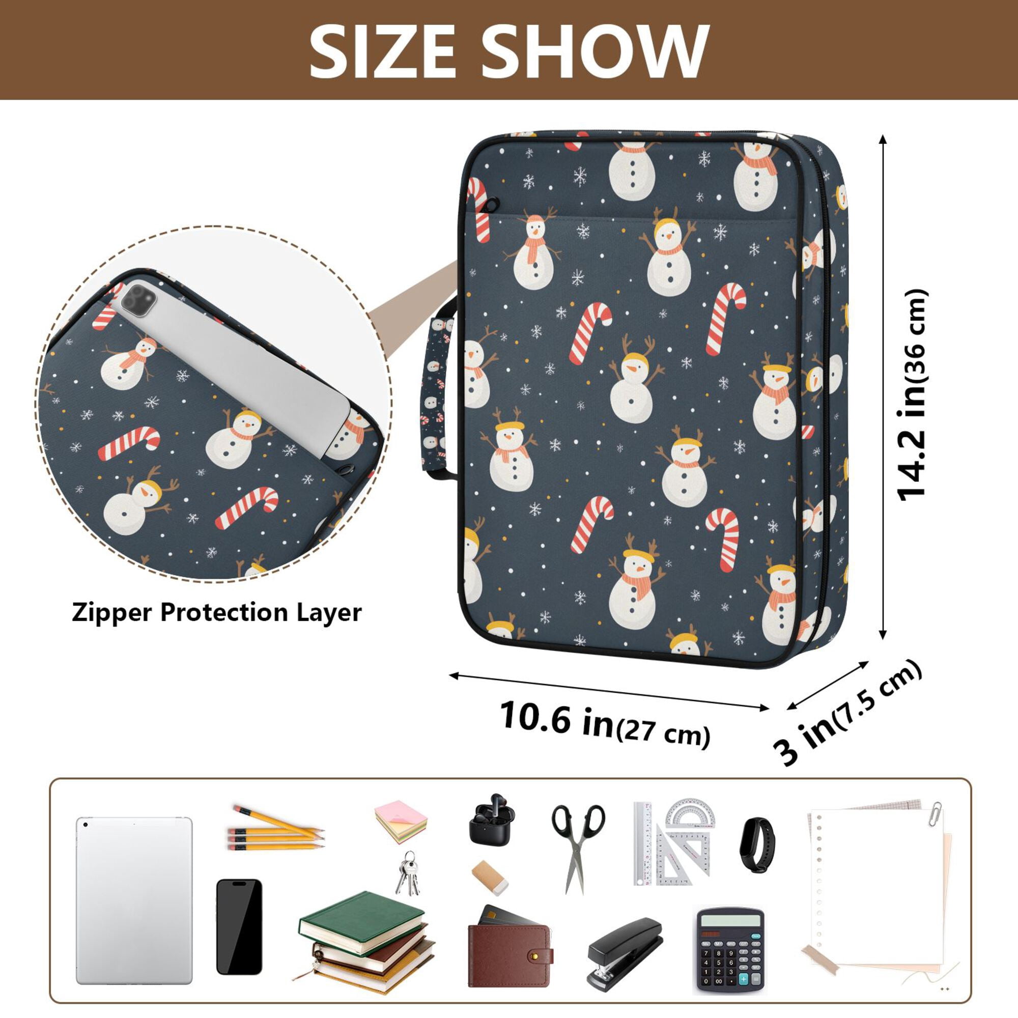 FORMRS Accordion File Folder A4 Size 7-Pocket Expanding Document Organizer Bag with 3 Ring Binder, Playful Winter