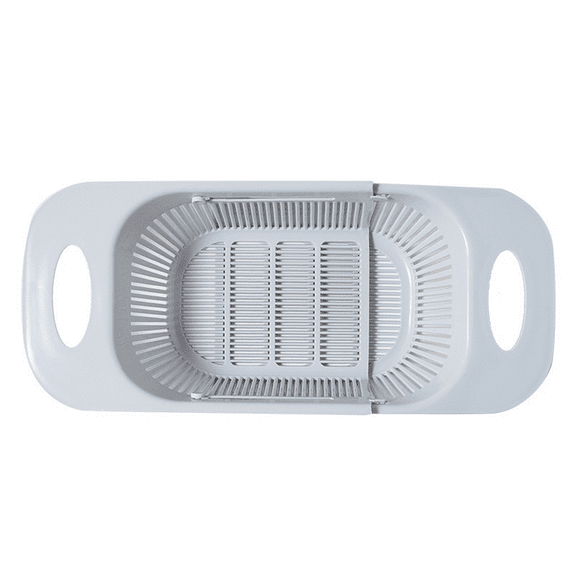 Over the Sink Expandable Colander - Wash Vegetables and Fruits, Drain Cooked Pasta and Dry Dishes - Extendable Strainer, Adjustable from 9.8 inches to 13.5 inches, Fits Most Kitchen Sinks, Grey