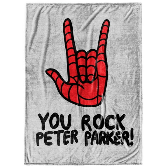 Spiderman You Rock Peter Parker Grey 50x70 inch Silk Touch Throw, 100% Microfiber