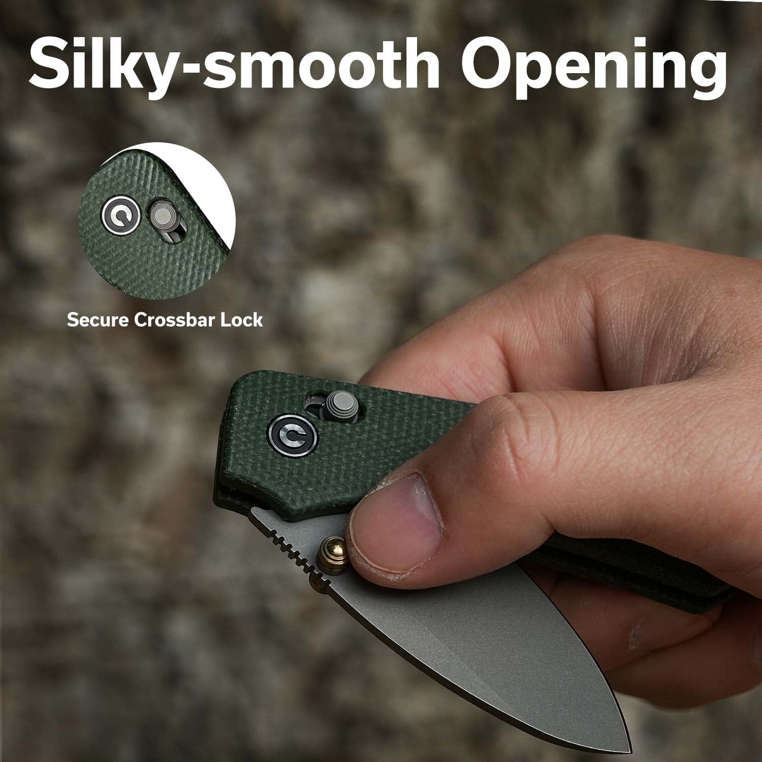 CIVIVI Small Pocket Knife Baby Banter 2 Crossbar Lock folding Knife with 2.34" Nitro-V Blade Micarta Handle, Titanium Thumb Stud Opener C23074-3