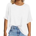 thumbnail image 2 of Roll Short Sleeved Solid Color Plus Size Women T-Shirt Tops, 2 of 2