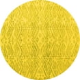 thumbnail image 1 of Ahgly Company Machine Washable Indoor Round Abstract Yellow Modern Area Rugs, 5' Round, 1 of 4