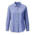 thumbnail image 4 of hoksml Women's Slim Fit Plaid Button Down Shirt, Gingham Print Long Sleeve Collared Blouse, Flattering Tapered Top for Office and Daily Wear, 4 of 6