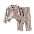 thumbnail image 5 of Faraee Girls Fuzzy Pajama Set 2 Piece Soft Plush Fleece Pjs Loungewear Long Sleeve Button Down Tops Pants Plaid Kids Sleepwear Fall Winter Clothes (Khaki,7-8 Years), 5 of 5
