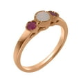 thumbnail image 1 of LBG British Made 14k Rose Gold Natural Opal & Ruby Womens Promise Ring - 33 size options - Size 9.5, 1 of 7