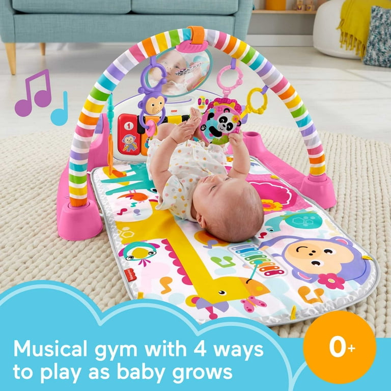 Fisher-Price Deluxe Kick & Play Piano Gym Baby Playmat with Electronic  Learning Toy, Pink