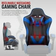 thumbnail image 3 of Reclining Leather Gaming Chair w Ergonomic Support High Back Massage Wheels Blue, 3 of 12
