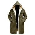 thumbnail image 5 of KKBOTIVE Men's Fleece Zip Up Jacket - Fashion Solid Trench Coat Sweater Casual Hooded Windbreaker Mens Fall Winter Clothes Army Green Size: M, 5 of 5