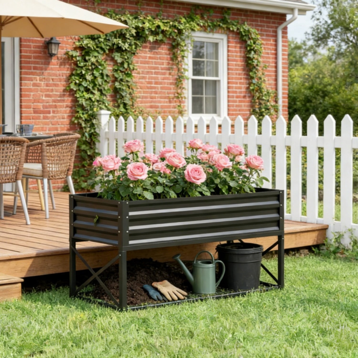 Smart Carts Outdoor 4x8 Cedar Garden Raised Bed, Easy Assembly