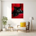 thumbnail image 6 of Sleek Black Panther Crimson Velvet Plush Sofa Framed Canvas Print,Luxe Gothic tiger Illustration for Powder Washroom Ready to Hang-12"L x 8"W, 6 of 10